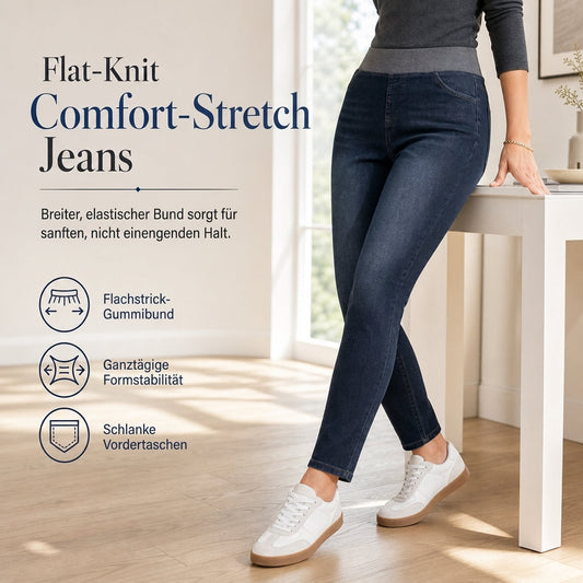 📢🎉50%Rabatt!!!🛍️✨Damen-Jeans mit hoher Leibhöhe, Schlupfbund, Slim Fit, Dunkelwaschung und breitem elastischem Bund