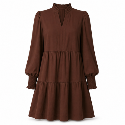 📢🎉50%Rabatt!!!🛍️✨Damen V-Ausschnitt gestuftes Rüschen Minikleid