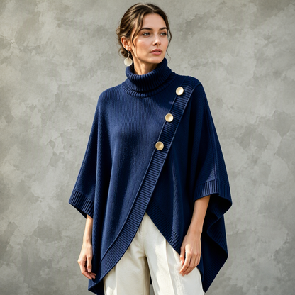 📢🎉50%Rabatt!!!🛍️✨Damen asymmetrischer Rollkragen-Poncho Strickpullover