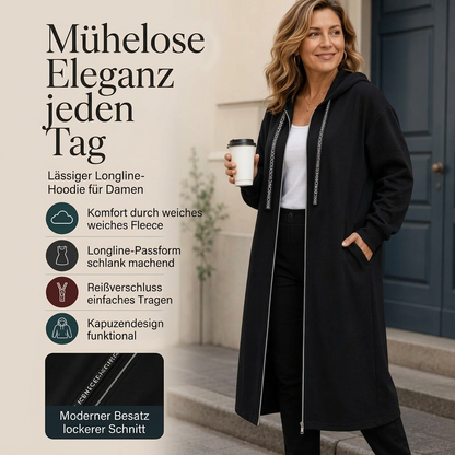 📢🎉50%Rabatt!!!🛍️🧥 Lässige lang geschnittene Damen-Kapuzenjacke – Bequem, modern & immer passend