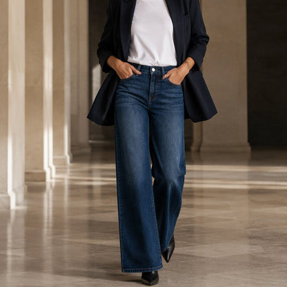 📢🎉50%Rabatt!!!🛍️✨Damen Stretch-Jeans mit hohem Bund und weitem Bein