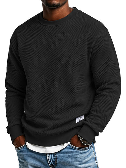 📢🎉50%Rabatt!!!🛍️✨Herren Langarm Jacquard Rundhals Sweatshirt Lockere Passform Verdickter Herbst Winter Oberteil Große Größen