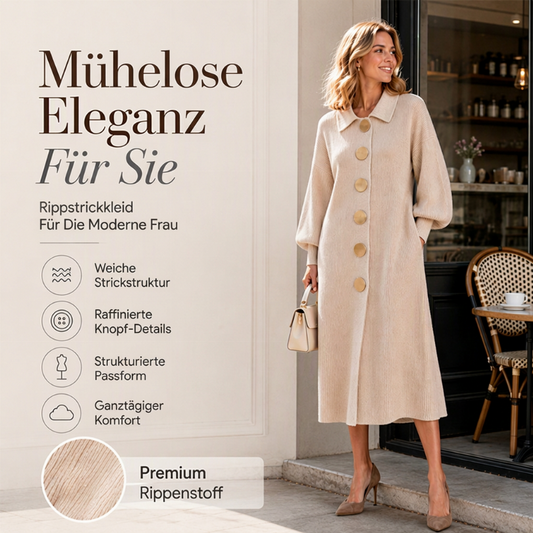 📢🎉50%Rabatt!!!🛍️✨Damen Maxikleid aus Rippstrick mit Laternenärmeln