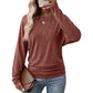 📢🎉50%Rabatt!!!🛍️✨Damen lässiger lockerer Rundhals Langarm Strickpullover mit herunterfallenden Schultern, Fledermausärmeln und seitlicher Rüschenoptik
