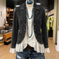 📢🎉50%Rabatt!!!🛍️✨Damen Jeansjacke mit Spitzenabschluss und Reverskragen