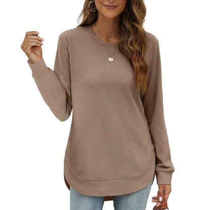 📢📢50%Rabatt!!!🎉✨Einfarbiges Damen-Longsleeve mit High-Low-Saum
