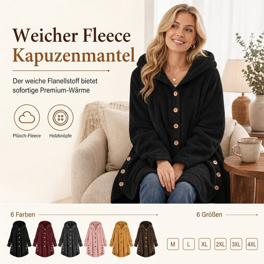 📢🎉50%Rabatt!!!🛍️✨Damen Winter Einfarbiger asymmetrischer Knopf Plüsch Fleece Mantel