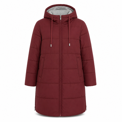 📢🎉50%Rabatt!!!🛍️✨Schmal geschnittener langer gesteppter Kapuzenmantel in einfarbiger Ausführung mit Taschen für den Winter