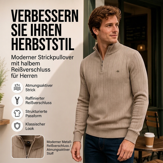 📊 Über 200.000 Verkäufe – Dankeschön mit 50% Rabatt! Lässiger Herren-Strickpullover mit Halbreißverschluss und schmalem Stehkragen