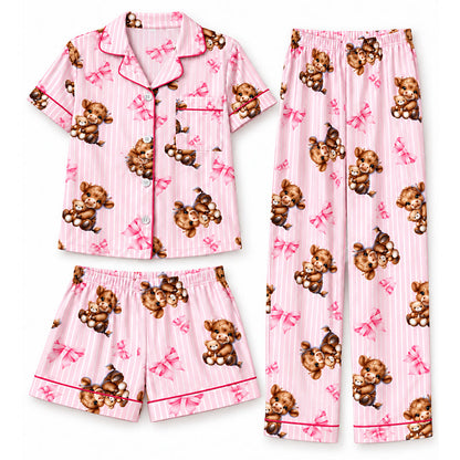 📢🎉50%Rabatt!!!🛍️✨Damen 3-teiliges Pyjama-Set mit Hochlandkuh-Print