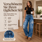 🎁Neu eingetroffen: 50% Rabatt + Gratis Versand!🎁 Damen Schicke Distressed Denim Weites Bein Hose