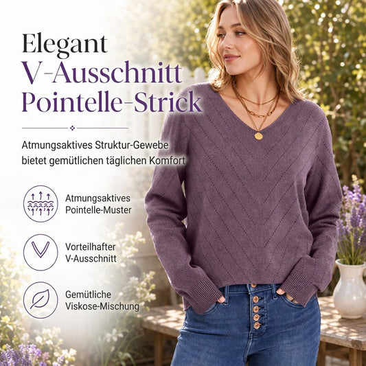📢🎉50%Rabatt!!!🛍️✨Damen V-Ausschnitt Langarm Pullover Bequemes Strickteil für Herbst und Winter