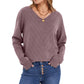 📢🎉50%Rabatt!!!🛍️✨Damen V-Ausschnitt Langarm Pullover Bequemes Strickteil für Herbst und Winter
