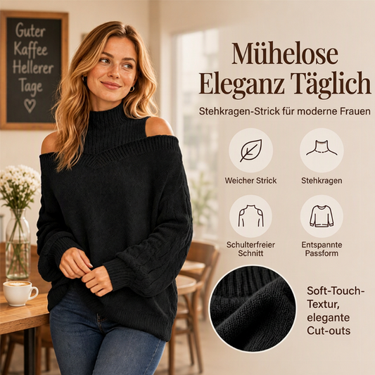 📢🎉50%Rabatt!!!🛍️✨Damen Pullover mit kühler Schulter und Mock-Neck