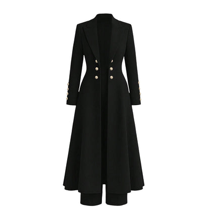 📢🎉50%Rabatt!!!🛍️✨Elegantes herbstliches 2-Teiler-Outfit für Damen mit Retro-Langmantel und schlichter Hose