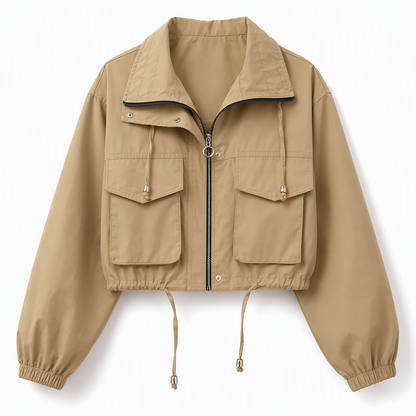 📢🎉50%Rabatt!!!🛍️✨Einfarbige, kurze Windjacke mit Reißverschluss für Damen – Herbstmantel
