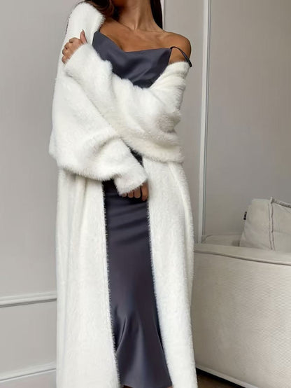 📢🎉50%Rabatt!!!🛍️✨Damen Langcardigan aus Kunstpelz-Fleece, flauschiger oversized Strickmantel für Herbst und Winter