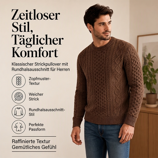 📢🎉50%Rabatt!!!🛍️✨Lässiger Herren-Strickpullover mit Zopfstrickmuster und Rundhalsausschnitt
