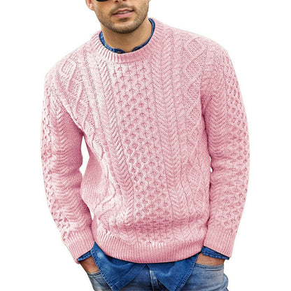 📢🎉50%Rabatt!!!🛍️✨Lässiger Herren-Strickpullover mit Zopfstrickmuster und Rundhalsausschnitt