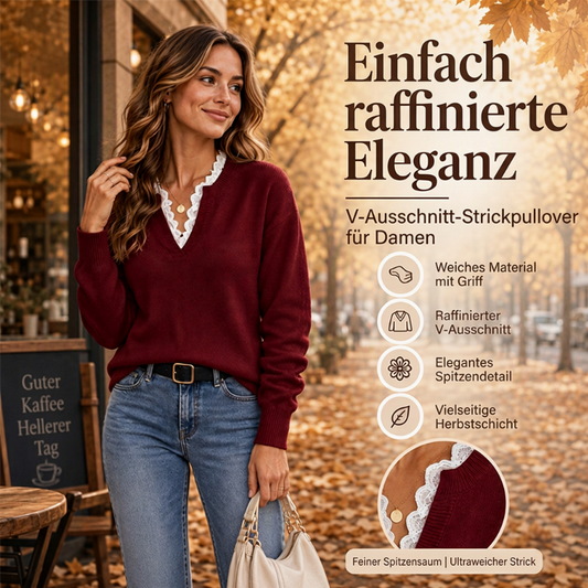 📢🎉50%Rabatt!!!🛍️✨Damen Rollkragen-Strickpullover mit Spitzenbesatz