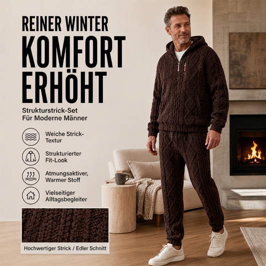 📢🎉50%Rabatt!!!🛍️✨Kuscheliges kabelgestricktes Kapuzen-Set für Herren im Winter