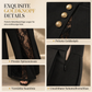 📢🎉50%Rabatt!!!🛍️✨Damen High-Waist-Hose mit Spitzeneinsatz, weitem Bein und dekorativen Goldknöpfen