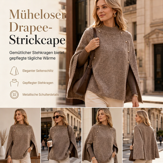 📢🎉50%Rabatt!!!🛍️✨Damen Strickumhang-Poncho mit Knopfleiste