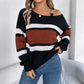 📢🎉50%Rabatt!!!🛍️✨Lässiger Damen-Pullover mit Streifen und Off-Shoulder-Design