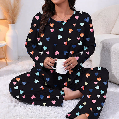 📢🎉50%Rabatt!!!🛍️✨Damen Schlafanzug-Set mit Herzprint und Langarm