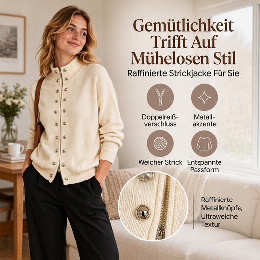 📢🎉50%Rabatt!!!🛍️✨Damen-Strickjacke mit Stehkragen und Doppelknopfverschluss