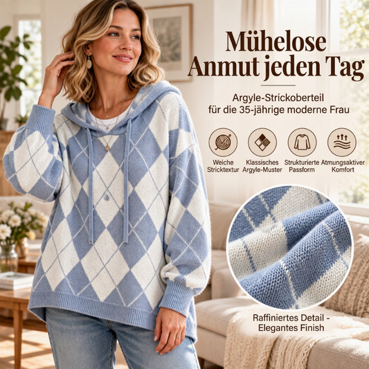 📢🎉50%Rabatt!!!🛍️✨Damen lässiges Argyle Kapuzenpullover