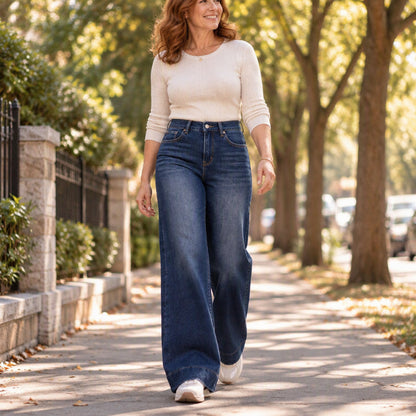 📢🎉50%Rabatt!!!🛍️✨Damen thermische Wide-Leg-Jeans mit hohem Bund