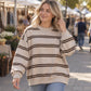 📢🎉50%Rabatt!!!🛍️✨Freizeit-Oberteil mit Rundhalsausschnitt und Streifen für Damen
