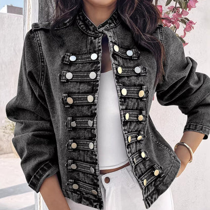 📢🎉50%Rabatt!!!🛍️✨Vintage Jeansjacke für Damen mit symmetrischer Knopfleiste