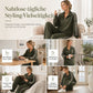 📢🎉50%Rabatt!!!🛍️✨Damen Rippstrick Zweiteiler Freizeitanzug mit Viertelreißverschluss-Pullover und weitem Bein mit Leopardenmuster Akzent-Paneelen