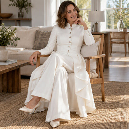 📢🎉50%Rabatt!!!🛍️✨Elegantes zweiteiliges Damen-Outfit: Langmantel mit weitem Bein