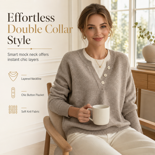 📢🎉50%Rabatt!!!🛍️✨Lässiger zweiteiliger Strickpullover mit V-Ausschnitt und Knopfdetails
