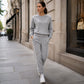 📢🎉50%Rabatt!!!🛍️✨Damen 2-Teilig Set Sweatshirt & Jogginghose mit Kontrastpaspel