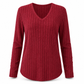 📢🎉50%Rabatt!!!🛍️✨Damen Übergrößen V-Ausschnitt Langarm Geripptes Gebürstetes T-Shirt Locker Sitzendes Einfarbiges Pullover-Oberteil