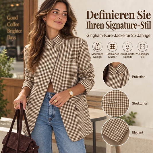 📢🎉50%Rabatt!!!🛍️✨Schicke braune Jacke mit kleinem Karomuster für Damen