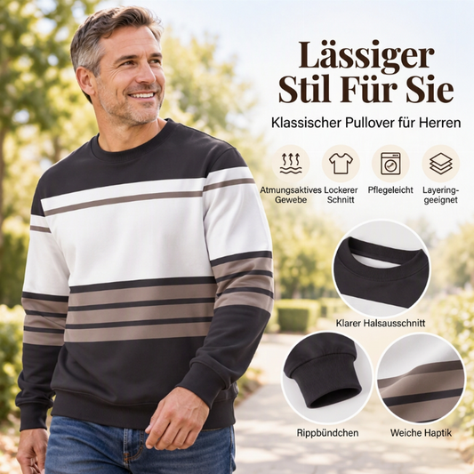 📢🎉50%Rabatt!!!🛍️✨Lässiges Rundhals-Sweatshirt für Herren mit Streifenmuster