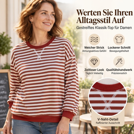 📢🎉50%Rabatt!!!🛍️✨Damen Oversized Langarmshirt mit Streifenmuster