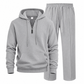 📢🎉50%Rabatt!!!🛍️✨Lässiger 2-teiliger Trainingsanzug für Herren aus Waffelstrick – Kapuzenpullover mit halbem Reißverschluss und Hose mit geradem Bein