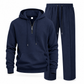 📢🎉50%Rabatt!!!🛍️✨Lässiger 2-teiliger Trainingsanzug für Herren aus Waffelstrick – Kapuzenpullover mit halbem Reißverschluss und Hose mit geradem Bein