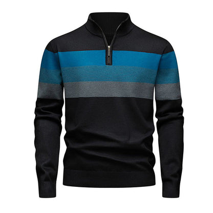 📢🎉50%Rabatt!!!🛍️✨Lässiger Herren-Strickpullover mit schmaler Passform und halbem Reißverschluss sowie Streifenmuster