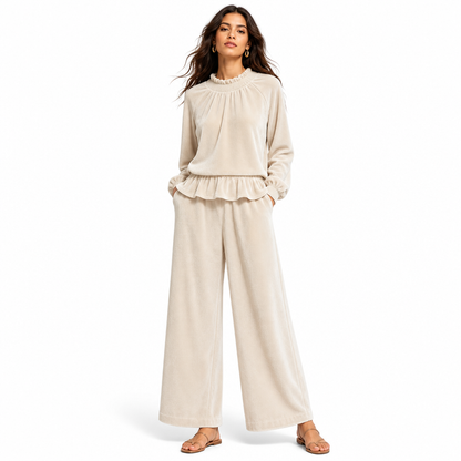 📢🎉50%Rabatt!!!🛍️✨Freizeit-Zweiteiler für Damen: Langarmoberteil und Wide-Leg-Hose, Business-Outfit für Herbst und Winter