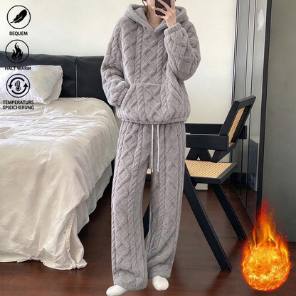 📢🎉50%Rabatt!!!🛍️✨Damen Flauschiger Loungewear 2-teiliges Set mit Hoodie und Hose
