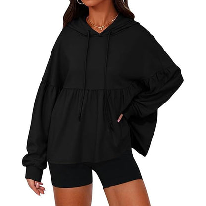 📢🎉50%Rabatt!!!🛍️✨Damen lockeres, gerafftes Kapuzen-Sweatshirt