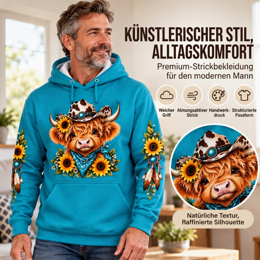📢🎉50%Rabatt!!!🛍️✨ Hoodie für Herren mit Tasche und schottische Hochlandkuh-Print