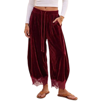 📢🎉50%Rabatt!!!🛍️✨Samthose mit weiter Bein und Spitzenbesatz für Damen